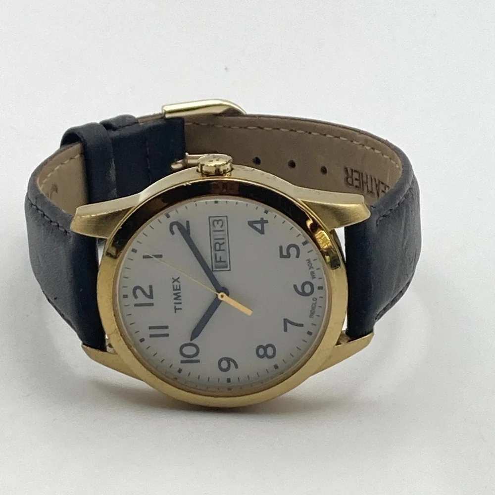 Timex Easy Reader Men's Watch 36mm CLOUDY Gold Tone Indiglo Day Date New Battery